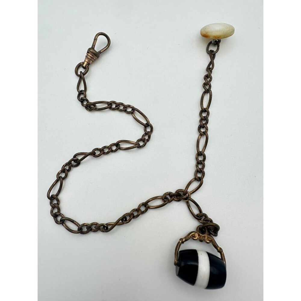 CRH Antique Victorian gold plated watch vest chain rolling glass fob holder
